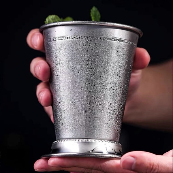 Mint Julie -lasi, hopeanvärinen ruostumattomasta teräksestä valmistettu Mint Mojito -cocktailjuomalasi Moscow Mule -kuppi baariin