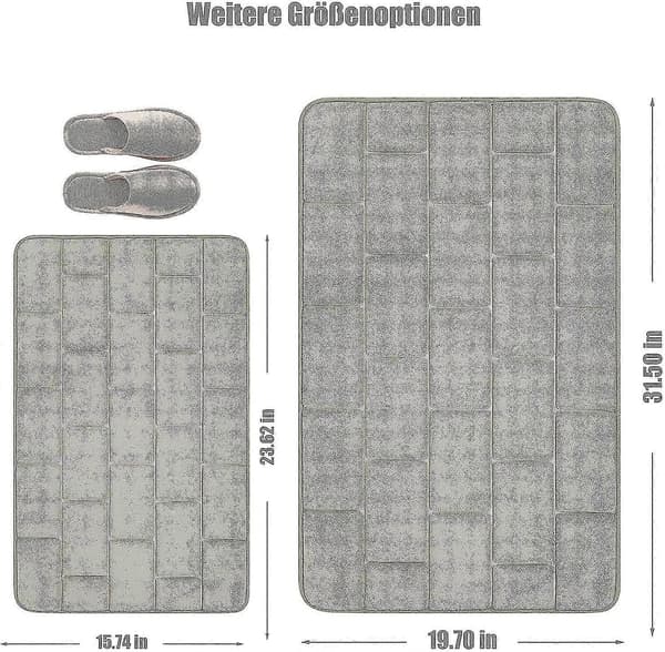 Sklisikker badematte i memory foam, absorberende badematter vaskbare badematter baderomsdusjmatte (grå, 40 x 60 cm)