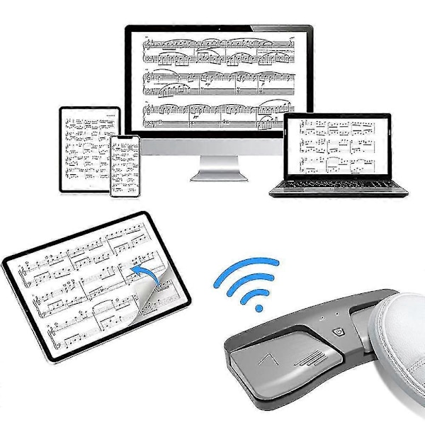 Trådløs sidevenderpedal til guitar, violin, klaver, noder, musikinstrument, vending - XinHan