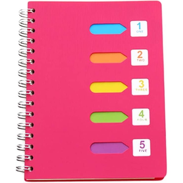 A5 Spiral Notebook, 6,3x8,2 tum Rosy Hardcover Spiral Notebook fodrad med avdelare för kontor eller skola (varm rosa 1 st)