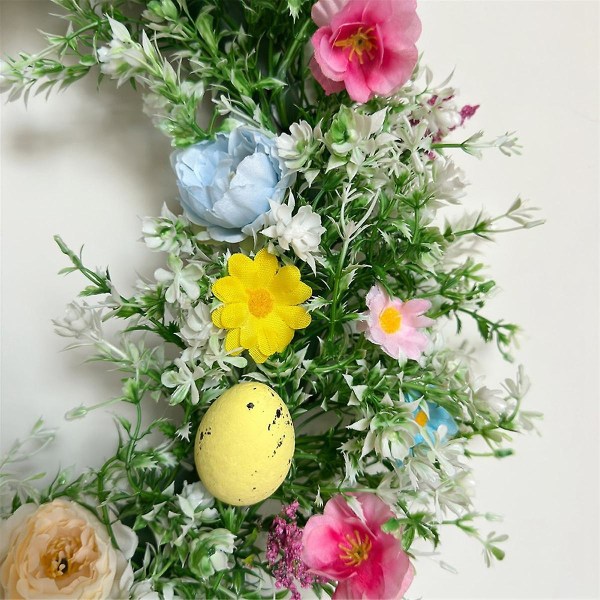 13,8 tommer påskekrans med blomster, sejlgarn, hængende på hjemmet indendørs udendørs hoveddørsvæg