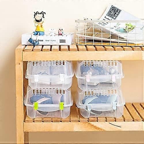 Skotøjsæsker, stabelbare med plastikforbindelser, foldbare, transparent solid åndbar plastik