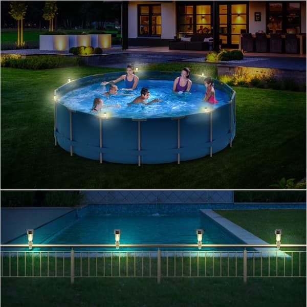 1x Solar LED Pool Light til jordbaseret poolhegnsdekoration, LED vandtæt pooltilbehør, natlys