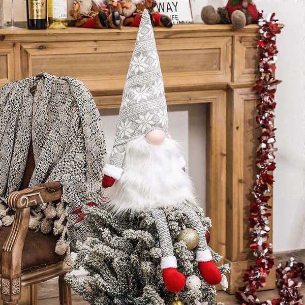 Tomte Julgrans Topp, Tomte Julpynt Santa Tomtar Plysch Fest Dekoration