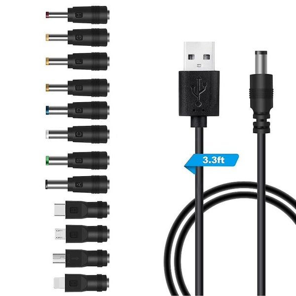 Usb Dc Strømledning Opladningskabel Dc Adapter Reguleret skiftende strømforsyning med 12 valgbare Ada