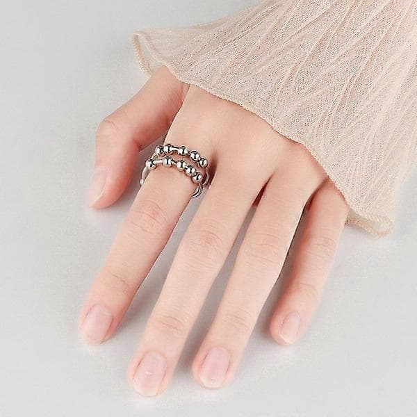 Anti-stress ring dobbel justerbar kobber Platinum sølv