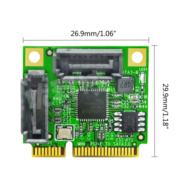 Mini Pcie til Sata3 Adapter Converter Pcie for Express to Dual Sata3.0-utvidelse