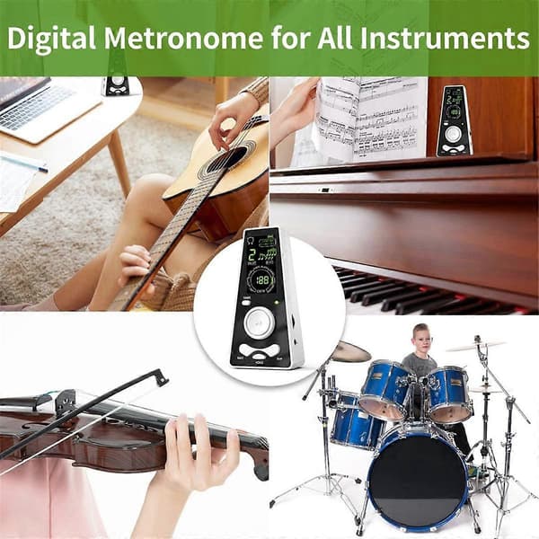 Digital Metronom för Piano, Gitarr, Violin, Trumma, Instrument, Justerbar Volym & Taktsnabbhet, Smart Uni
