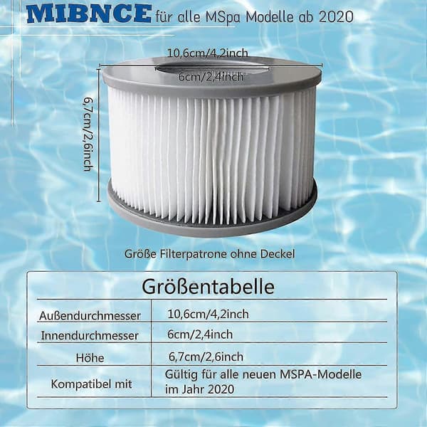 Mspa Oppustelig Pool, Jacuzzi - Pakke med 8 Udskiftningsfilterpatroner