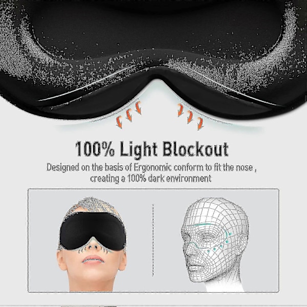 Unimaski, 3D-sivuun nukkujan silmämaski, silkkinen pimennyssilmämaski, säädettävä hihna, Trav-9