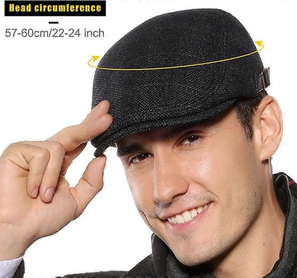 Herr Flat Caps Basker Tweed Klassisk Tweed Keps Navy Blue Plaid