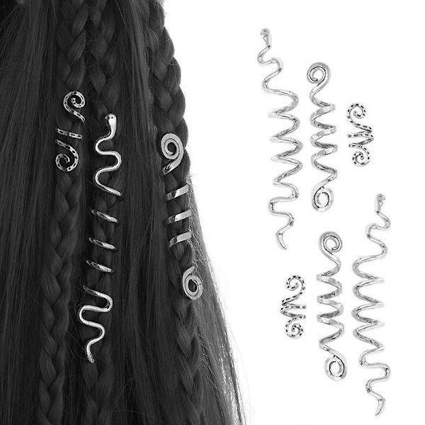 Flätklipp Hårpärlor Spiral Spolar Orm Hårklipp Dreadlock Pärla Flät Rings Orm Hår Smycken För Fläta