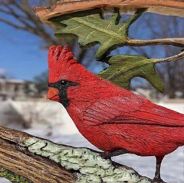 Grishay Vibrant Cardinal, Kardinalstatue, Fugleskulptur Kunstdekor, Liten Kardinal