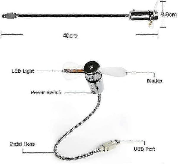 LED USB-kellotuuletin reaaliaikaisella näyttötoiminnolla, USB-kellotuulettimet, hopea (kello)