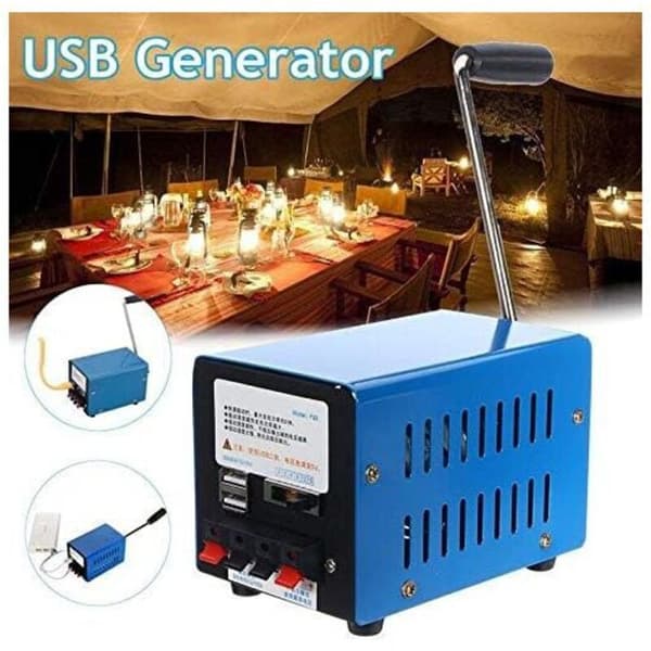 Manuel håndsvinggenerator. Bærbar mobil nød-USB-backupstrømforsyningsoplader til udendørs havecamping.
