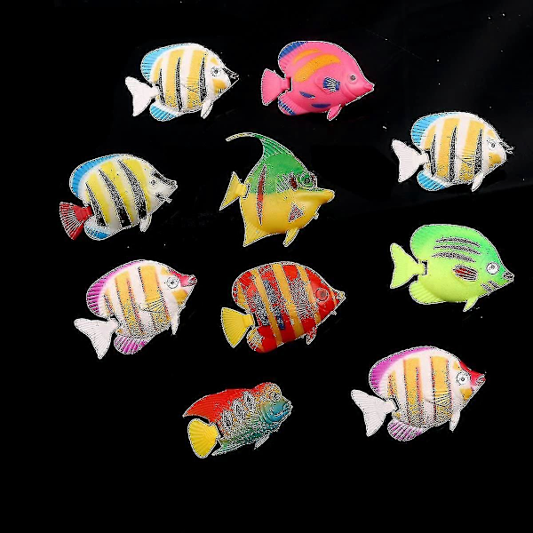 Kunstig fisk i plast for akvariumdekor - 10 stk (tilfeldig fargemønster) kunstig fisk i plast for akvariumdekor - 10 stk (tilfeldig farge