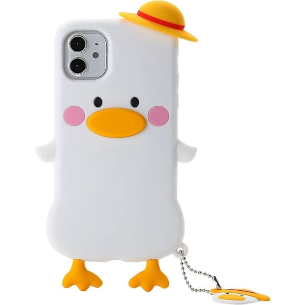 Wifantien 3D Anka Skal för iPhone 11 6.1 tum, iPhone 11 Anka Skal, 3D Tecknad Söt Kawaii Härlig Anka med Hatt Barn Tonåringar Flickor Kvinnor Mjukt Silikon Skal