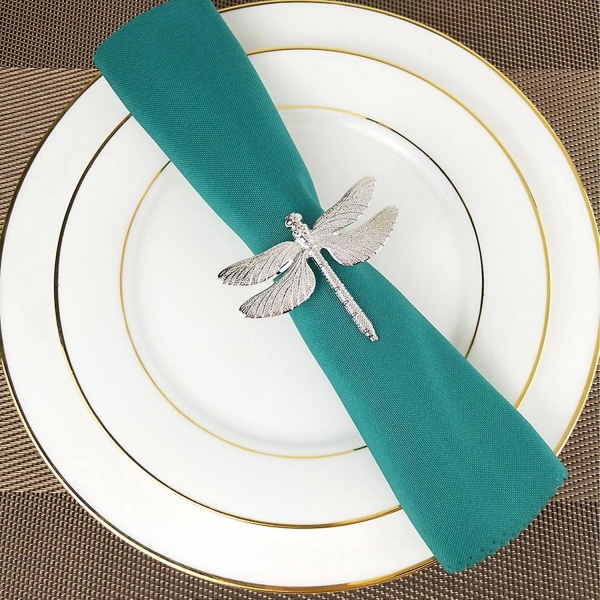 12 stk Dragonfly serviettring gjør det selv hotell bryllup bankett bord display metall serviettspenne - 6 stk gull
