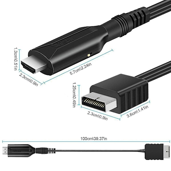 PS2 til HDMI Adapter Kabel - Lyd Video Konverter til Sony PS2/PS1