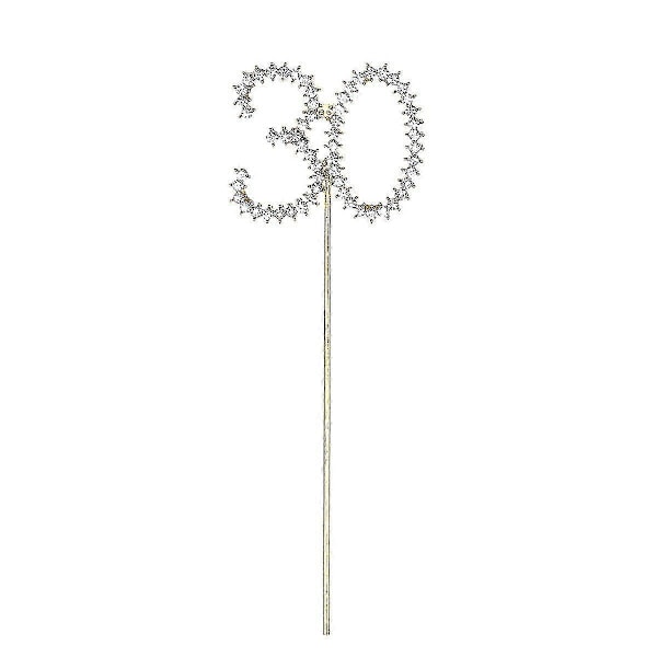 Rhinestone Krystal Nummer 30 Fødselsdag 30 års Jubilæum Kagepynt Fest De