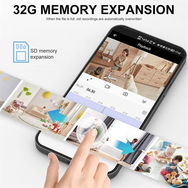 Trådløst Ip-kamera 1080p nattsyn videolydkamera med smarte alarmer, bevegelsesdeteksjon, 2-veis