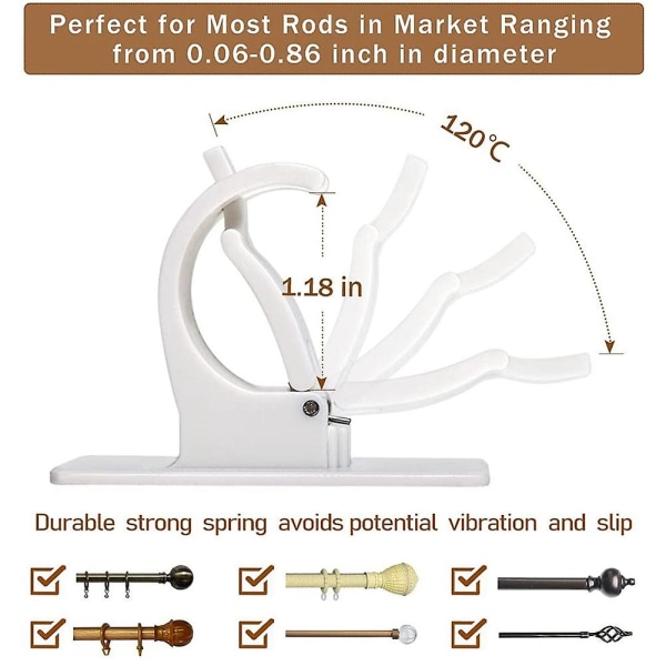 Gardinstangsbeslag Holder 4 stk., Selvklæbende Tværstangskrog, Borfri Stangsophæng Vægmonteret Krog