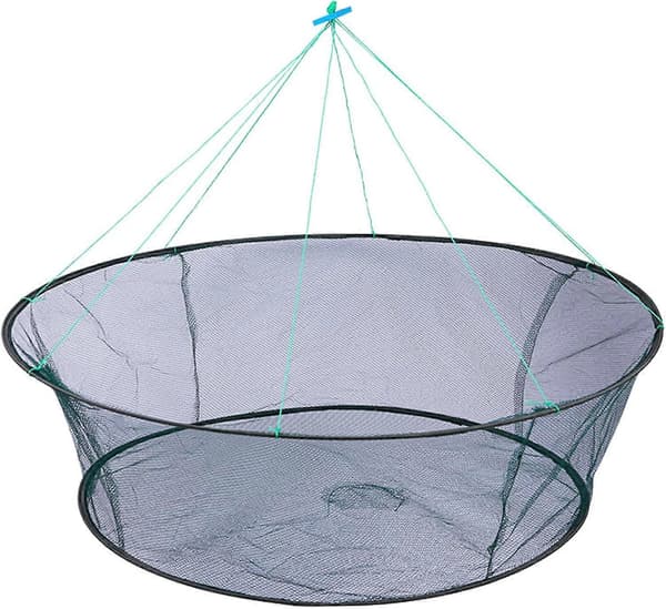 Fiskfälla Portabel Rund Krabbnät Nylon Hopfällbart Fisknät Vävd Mesh Fisk