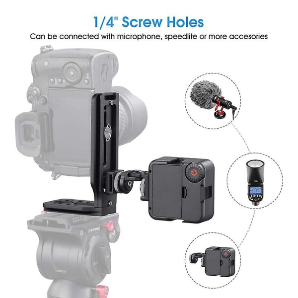 DSLR Kamera L-Beslag Vertikal Horisontal Skift Stativ Hurtigudløsningsplade til Canon Nikon Stabilisator Stativ Monopod