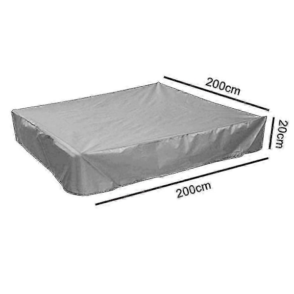 Sandlådeskydd med dragsko, fyrkantigt skydd mot damm och regn (200*200*20cm Grå)