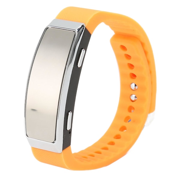 Inspelningsklocka HD Brusreducering Röstaktiverad Uppladdningsbar Musikspelare Inspelningsarmband för Klassmöte Orange 16GB