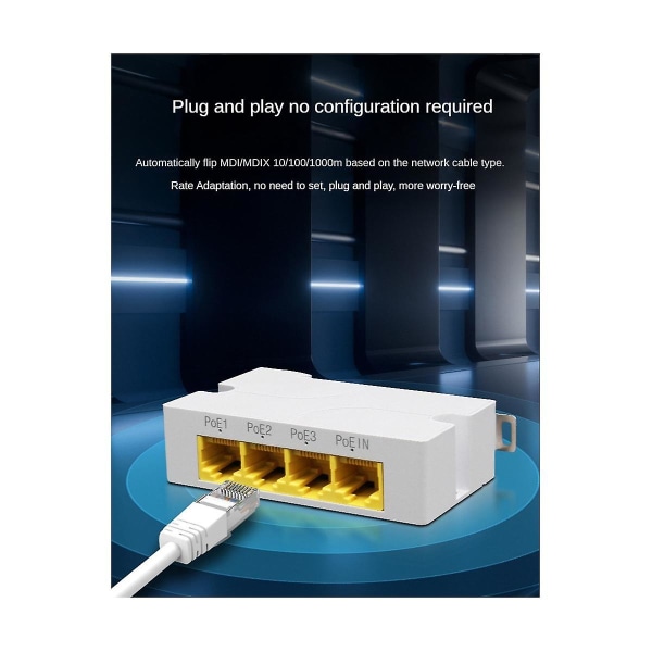 4port Gigabit Poe Extender 1000m 1 Til 3 Network Switch Repeater Ieee802.3af/at Plug&play For Poe Sw