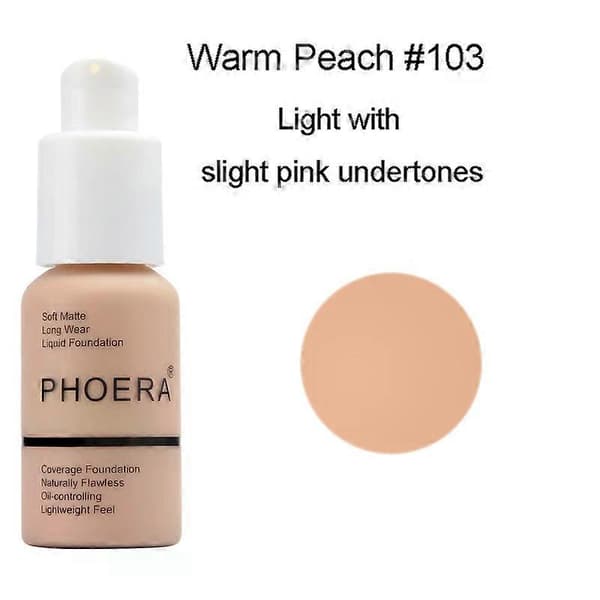 PHOERA Face Foundation Cream Oljekontroll Lysne Vanntett Concealer Ansikts Matte Base Make Up Flytende Foundation MakeupTSLM1 C11