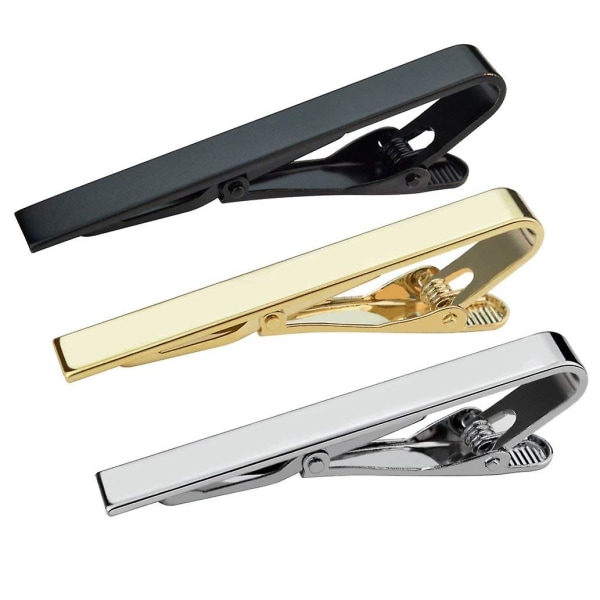 3pcs Tie Bar Clip, Tie Tack Pins Tie Clips Men Silver Gold Black Necktie Bar Pinch Clip Set 2.2 Inc