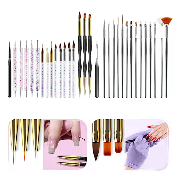 31st Nagelkonst Penslar Liner Prickning Ritning Striping Nagel Målningspensel Set för Salong Hemanvändning