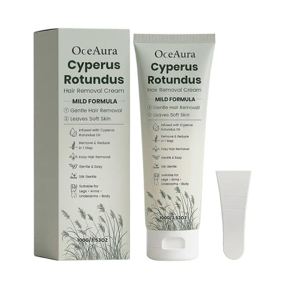 Cyperus Rotundus Olie Smertefri Hårfjerningscreme til Kvinder, 2-i-1 Hårfjerning & Hudfugtighedscreme, til Arme, Ben & Underarme 2Pcs