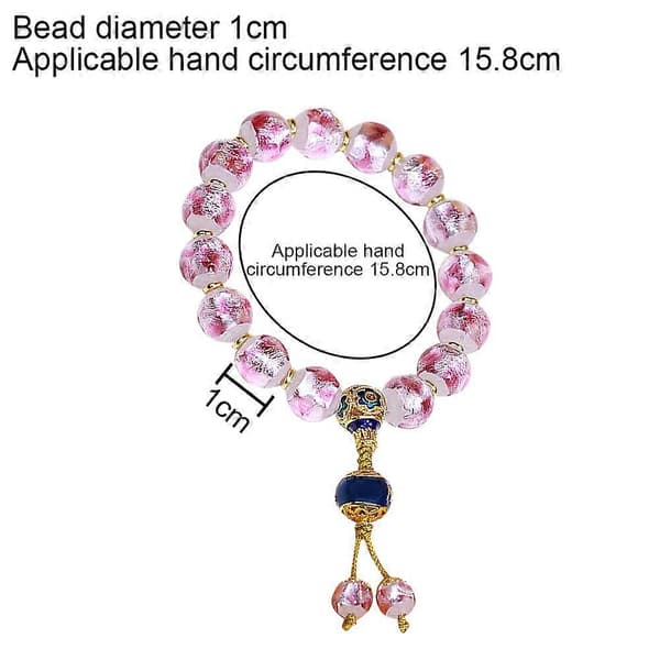 Håndlaget Rosa Glassarmbånd Perler Elastisk Armbånd for KvinnerRosa: Impliserer visdom og læring.-10mm