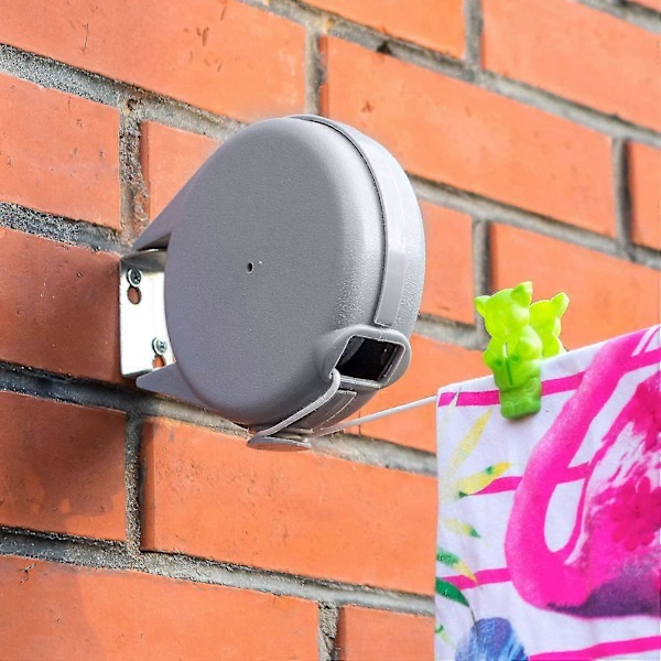 Lång, 12m Utdragbar Tvättlina för Kläder, Mycket Stabil och Hållbar Tvättställ, Automatisk Utdragbar Mekanism, Enkel Installation på Vägg