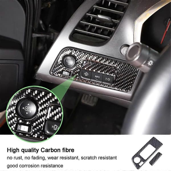 Til C7 2014-2019 Blød Kulfiber Bil Forlygte Kontakt Ramme Trim Cover Interiør Tilbehør