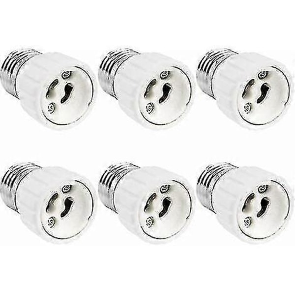 E27 til GU10 Adapter, 220v, E27 GU10 Adapter Sokkel Konverter til LED Pære, Halogen og CFL Lampe, Keramik Adapter, Pakke med 6-hao