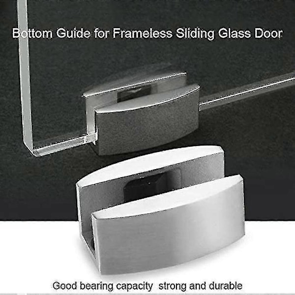 2 stk. Gulvguide Glas Skydedør Rustfrit Stål Gulvguide Til Rammeløse Skydedøre G