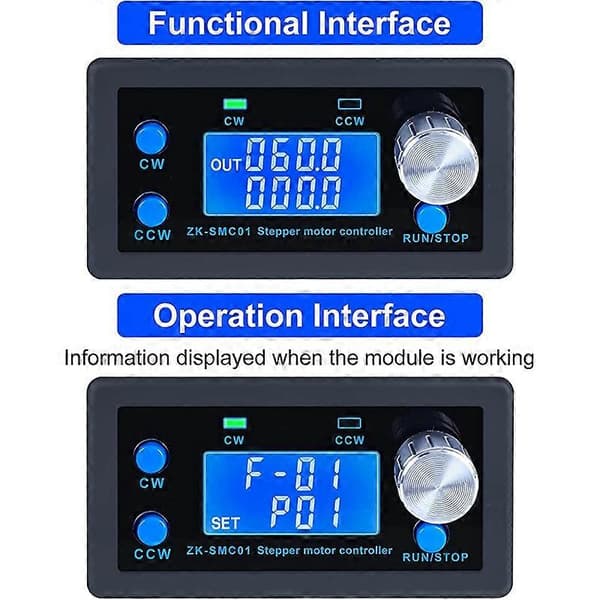 DC 5-30V CNC Steppermotorkontroller, Justerbar Steppermotor Kontrollmodul med HD-Display Lämplig f
