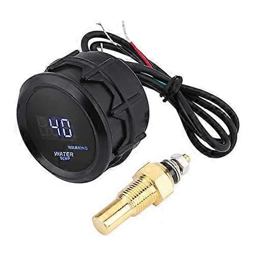 Digital Vandtemperaturmåler 2 Tommer 52mm Bil Blå LED Digital Vandtemperatur Fahrenheit Måler Kit med Temp Sensor Sort