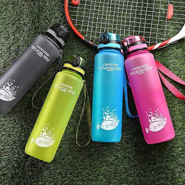 Stor kapacitet mugg bärbar frostad transparent rymdmugg stor utomhus sportvattenmugg vattenkokare himmelblå frostad 1000ml