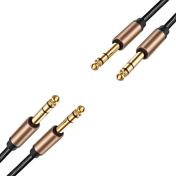 2 stk 6,5 mm jack lydkabel flettet for gitarmikserforsterker 1,8 m jackkabel hann-til-hann Aux-kabel