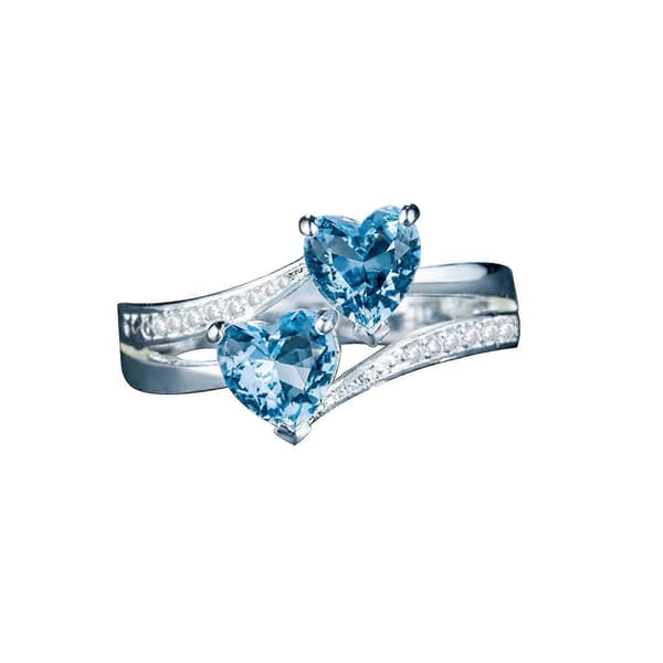 Zirkonring Dobbel Hjerteformet Ring Forlovelse Bryllupsring Legeringssmykker
