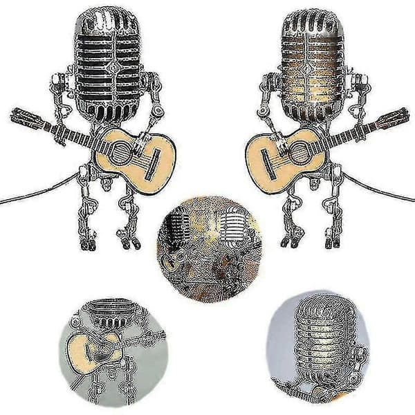USB Retro Mikrofon Robotlampe Holder Gitar Med Lys Hjemmedekorasjon-AM
