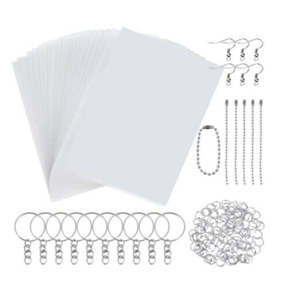Shrinky Art Paper Heat Shrink Sheet Plastic Kit Hull Punch Nøkkelringer Blyanter Gjør-det-selv-tegning Art Supply