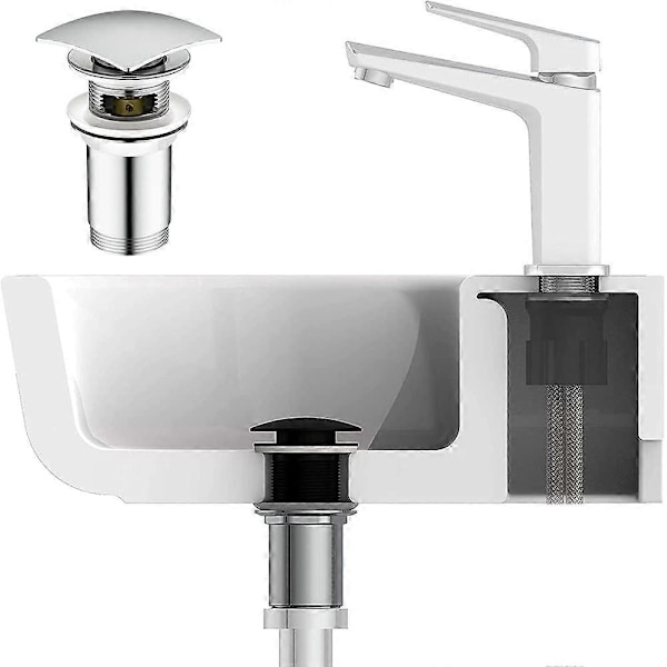 Chrome Pop Up Ventil, Afløbsventil til Vask, Pop Up Vask, Krom Vask Afløb, til Ba