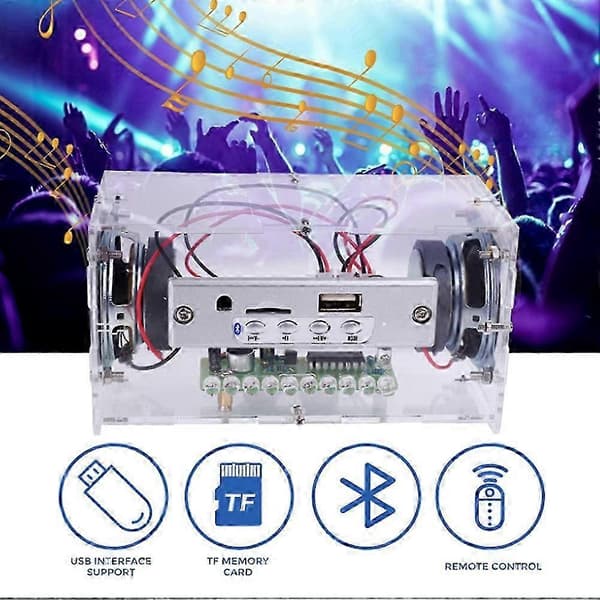 DIY Bluetooth-högtalarkit med LED-blixtljus Lödprojekt USB Mini Hem Stereo Ljudförstärkare DIY-kit
