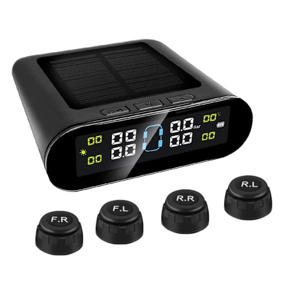 Bil TPMS Multifunksjonell Sanntids Overvåking Universal LCD-skjerm Trådløs Dekktrykksensor for Bil